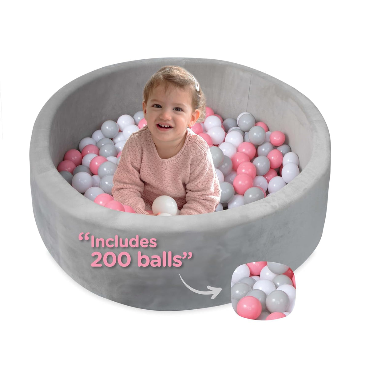 Kids' Ball Pit for Home with 200 Balls | Pink